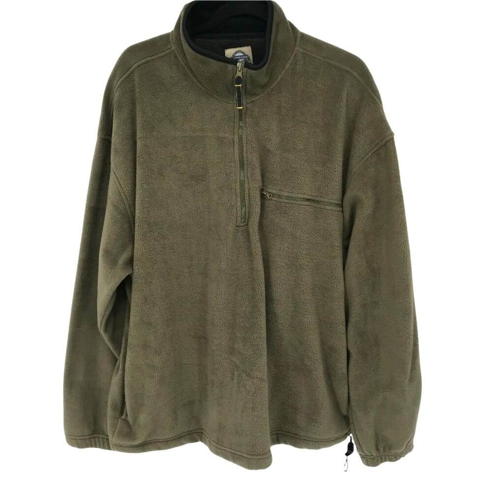 Shaver Lake Mens 1/4 Zip Fleece Green Pullover Shirt Size XL